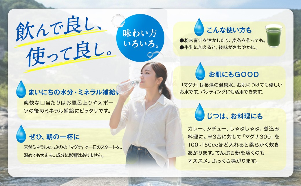 【1ヶ月毎9回定期便】 硬水ミネラルウォーターマグナ300 500ml 計216本 （24本×9回）