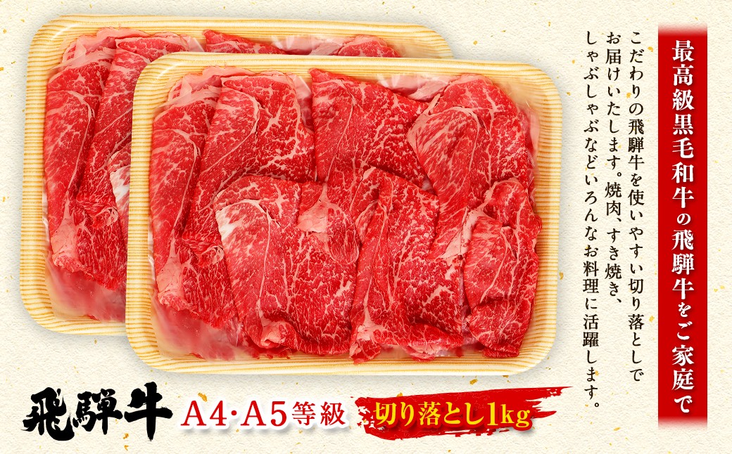 飛騨牛切り落とし1kg（A5・A4等級）