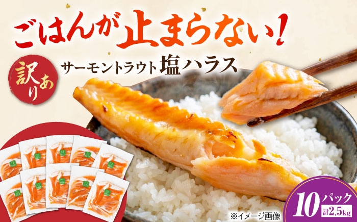 訳あり サーモントラウト塩ハラス250g×10パック 訳アリ サーモン ハラス 鮭 トラウトサーモン 塩ハラス 鮭ハラス はらす