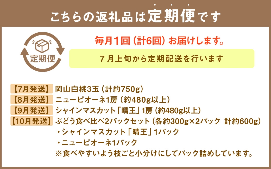 【 全6回定期便 】 岡山県産 フルーツ定期便＜お一人様向け＞