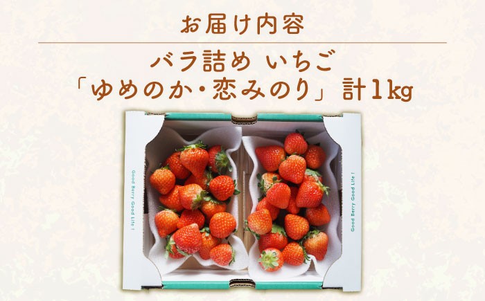 いちご イチゴ 苺 1kg 1キロ ゆめのか 恋みのり 2種 ミックス 詰め合わせ セット バラ バラ詰め 家庭用