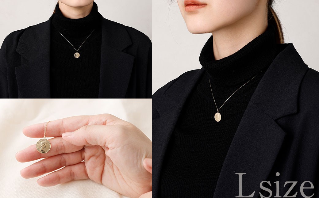 ネックレス K18 イエローゴールド プレス コインモチーフネックレス L