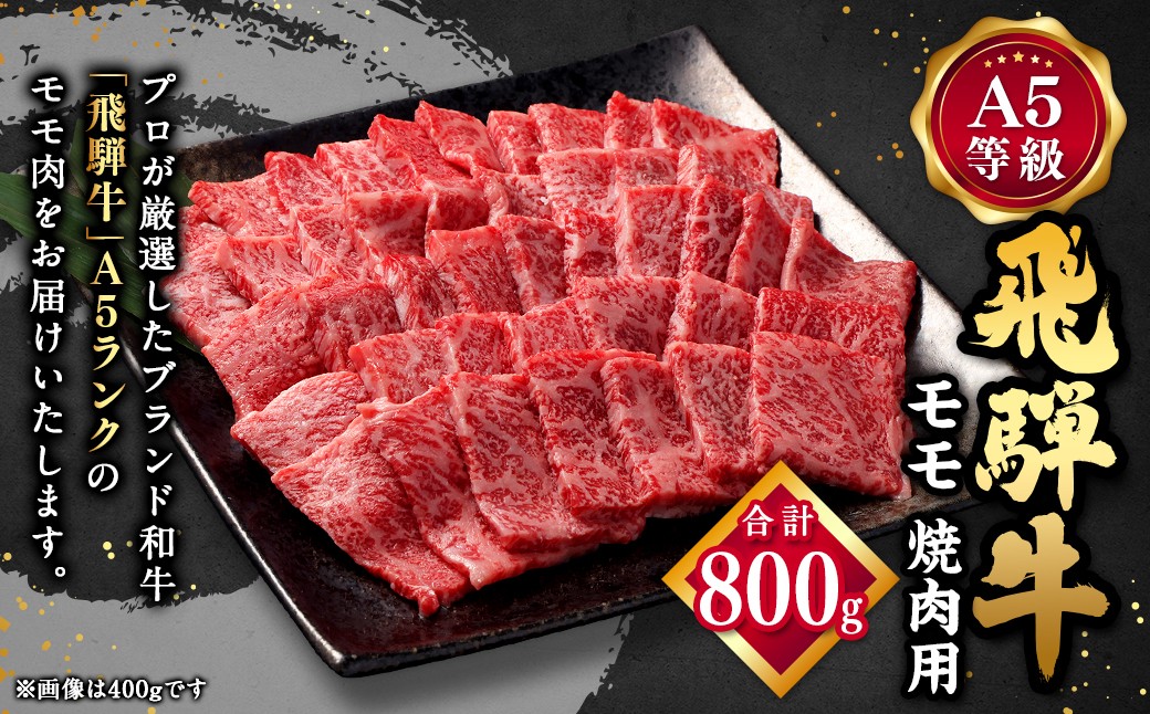 飛騨牛 焼肉用 モモ肉 800g （ A5等級 ） 