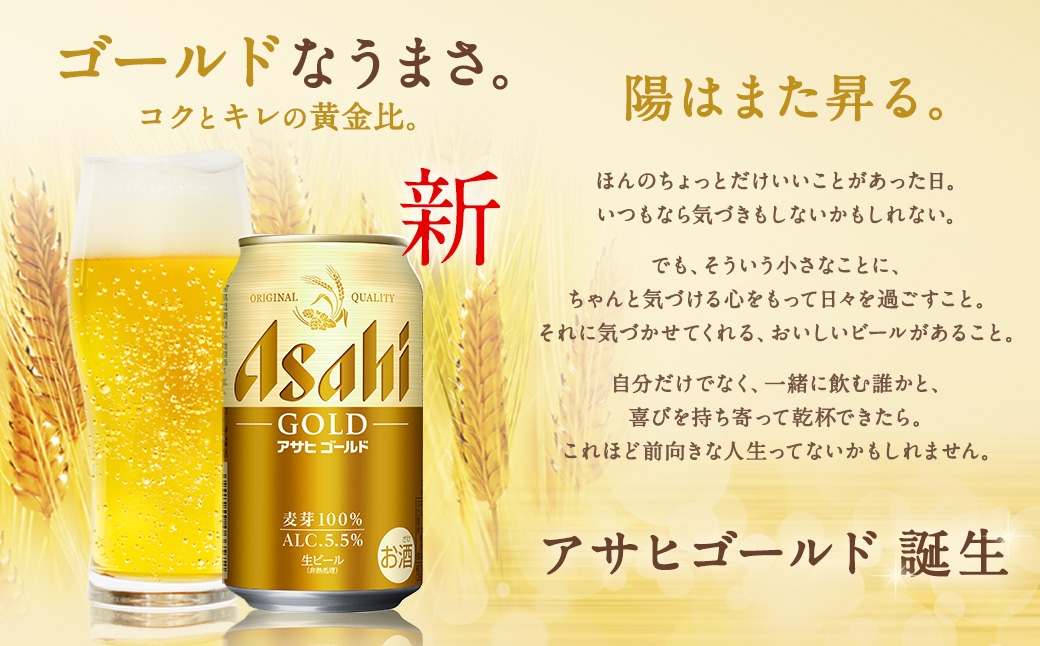 【3ヶ月定期便】 アサヒ ゴールド 500ml×24本（１ケース）