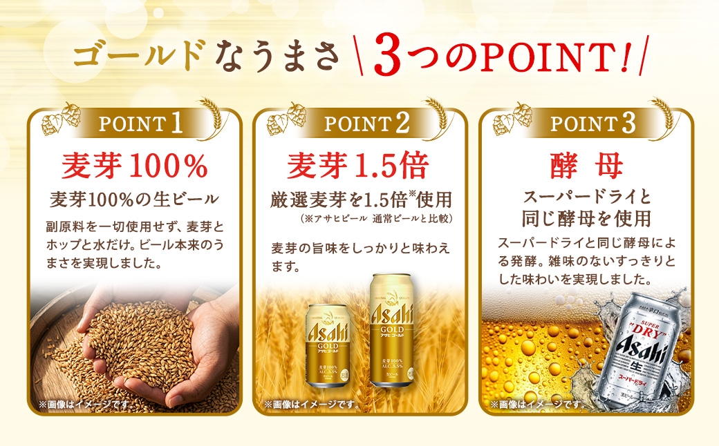 【3ヶ月定期便】 アサヒ ゴールド 500ml×24本（１ケース）