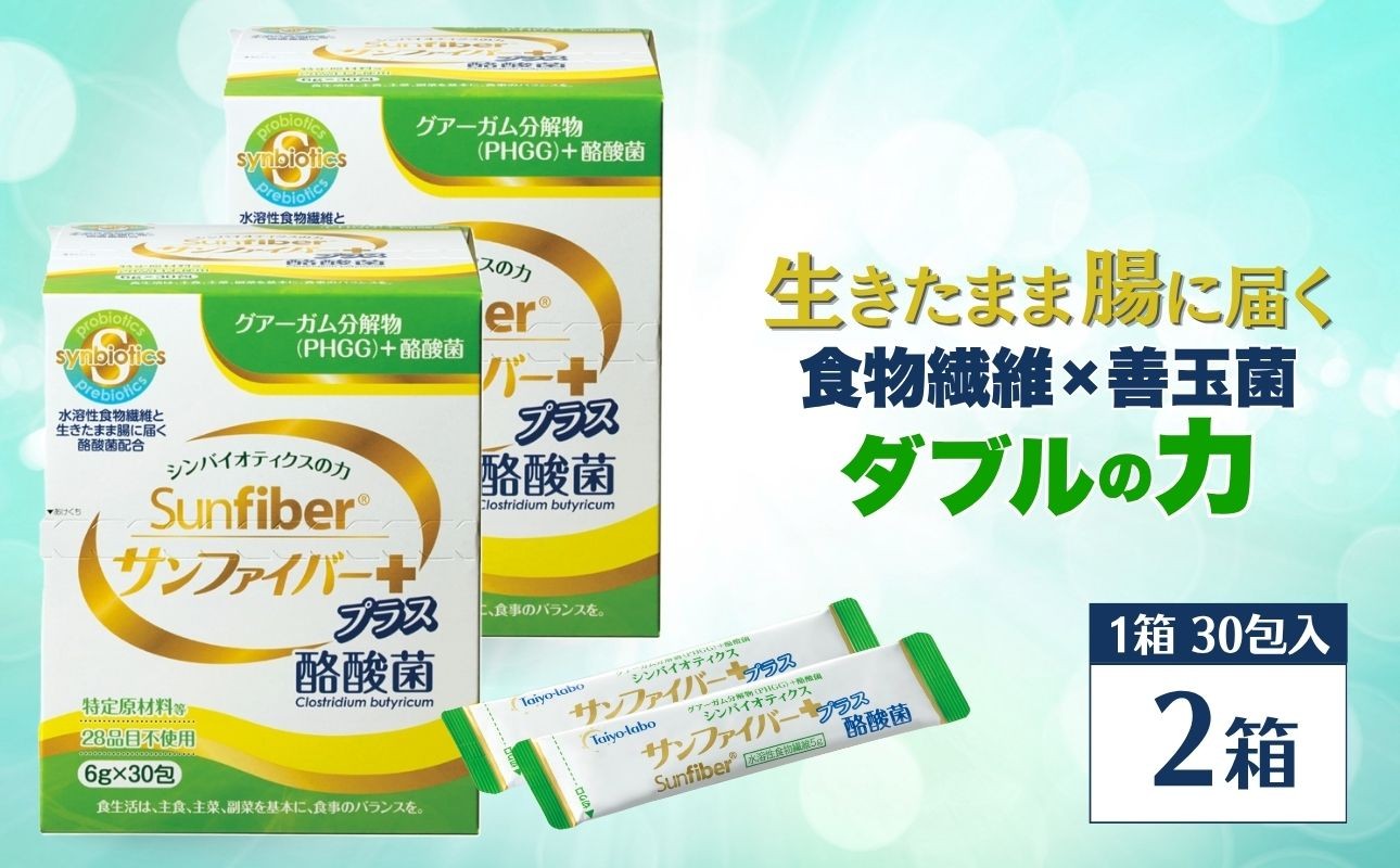 グアーガム分解物に生きたまま腸に届く酪酸菌を配合！１包で水溶性食物繊維と酪酸菌が両方摂れる！
