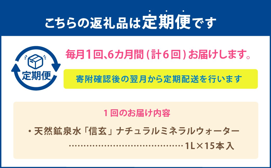 【6ヶ月定期便】天然鉱泉水「信玄」ナチュラルミネラルウォーター
