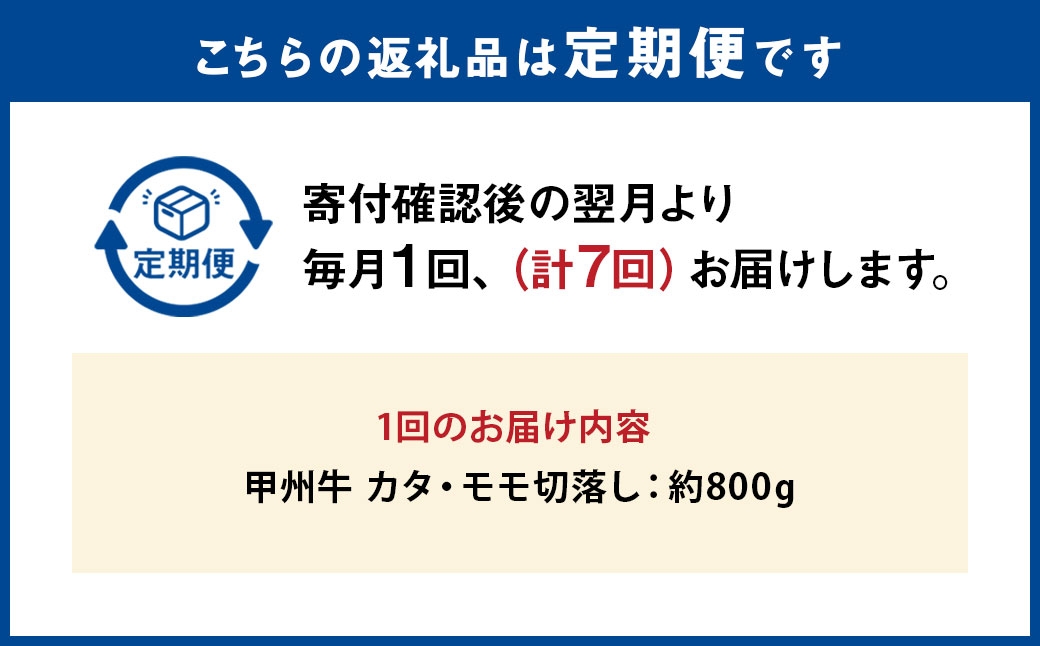【 7回定期便 】 甲州牛 カタ ・ モモ 切落し 約800g入