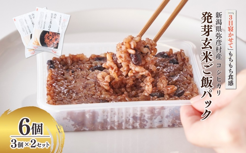 熟成3日 発芽玄米ご飯 パックご飯 6個(3パック×2セット) コシヒカリで作った酵素玄米