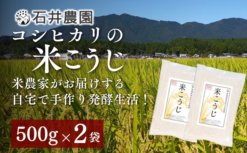 ＜乾燥米こうじ 500g×2袋＞新潟県弥彦村 石井農園 新潟県認証特別栽培米 コシヒカリ使用
