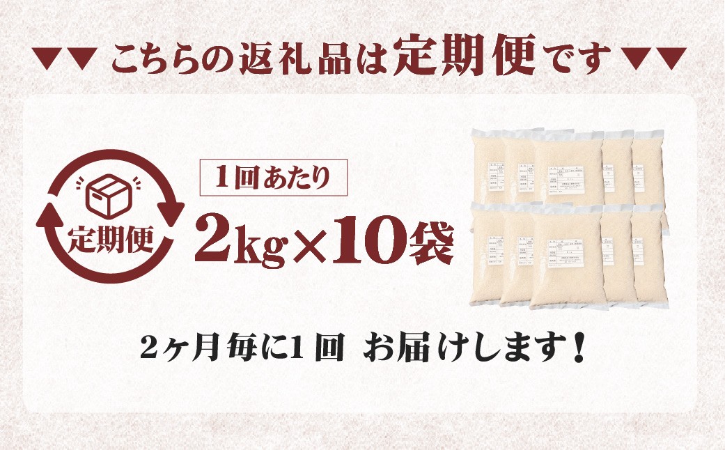【隔月5回定期便】阿蘇だわら (玄米) 20kg (2kg×10袋)