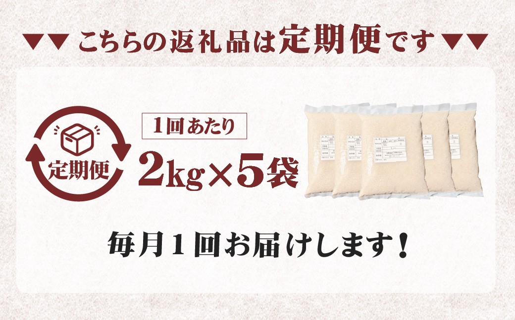 【3ヶ月定期便】阿蘇だわら（玄米）10kg（2kg×5） 熊本県 高森町 オリジナル米