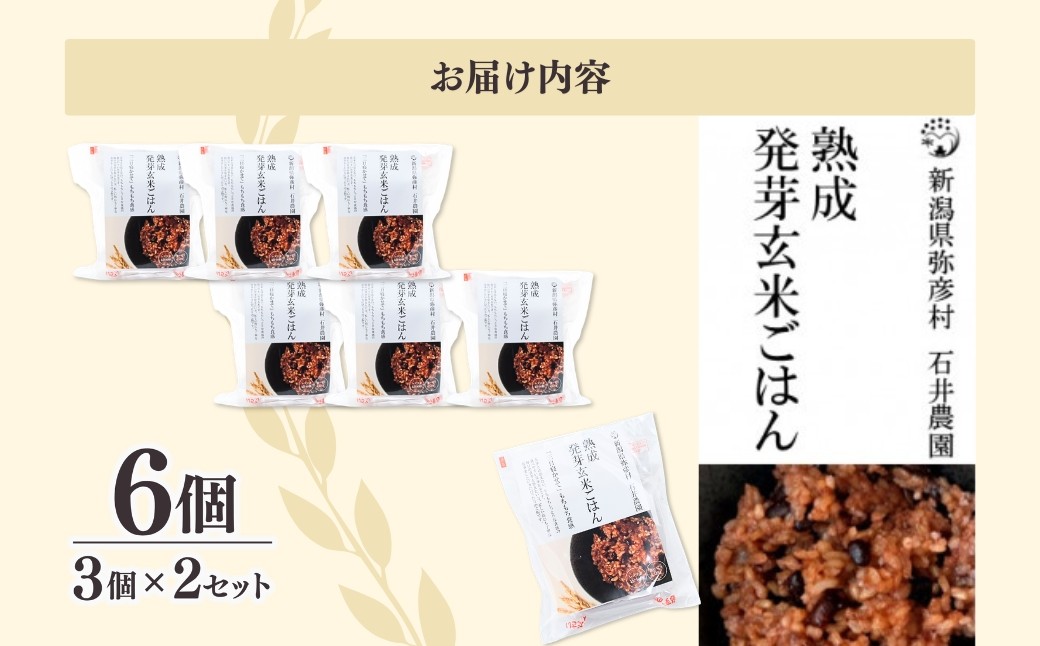 熟成3日 発芽玄米ご飯 パックご飯 6個(3パック×2セット) コシヒカリで作った酵素玄米