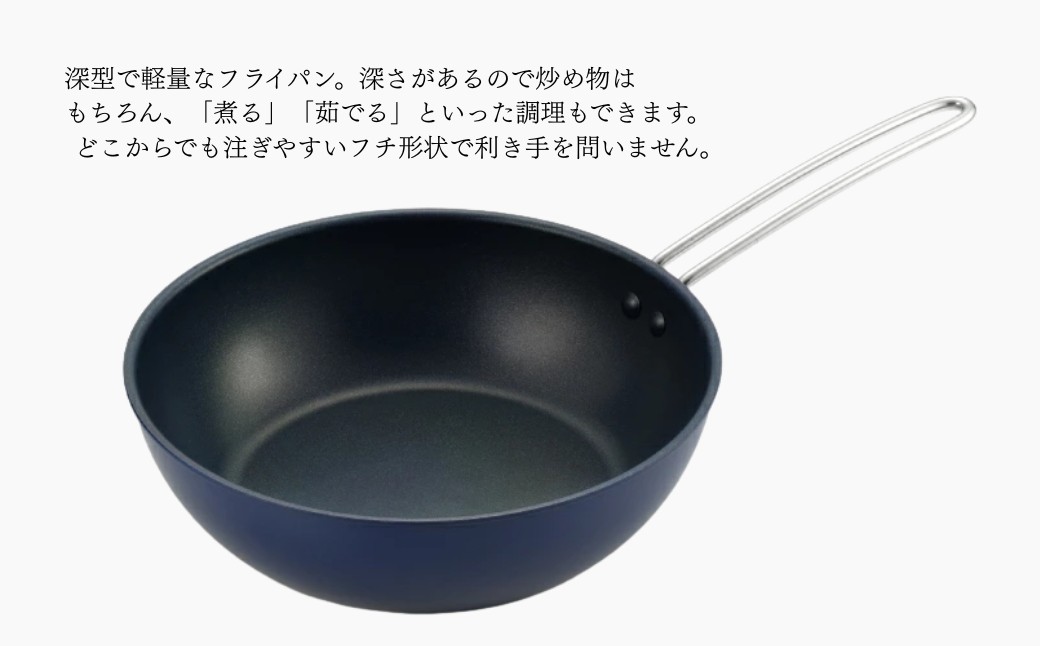 栗原はるみ 深型フライパン 20cm&24cm 2個セットIH対応 ネイビー