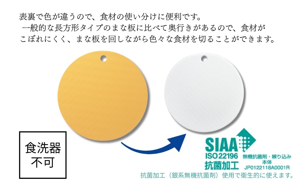 栗原はるみ 抗菌剤配合 まな板(丸)マスタード35cm&30cm&まな板スタンドセット