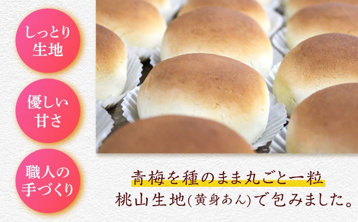 青梅の甘露煮を丸っとしようした鹿の子オリジナル菓子