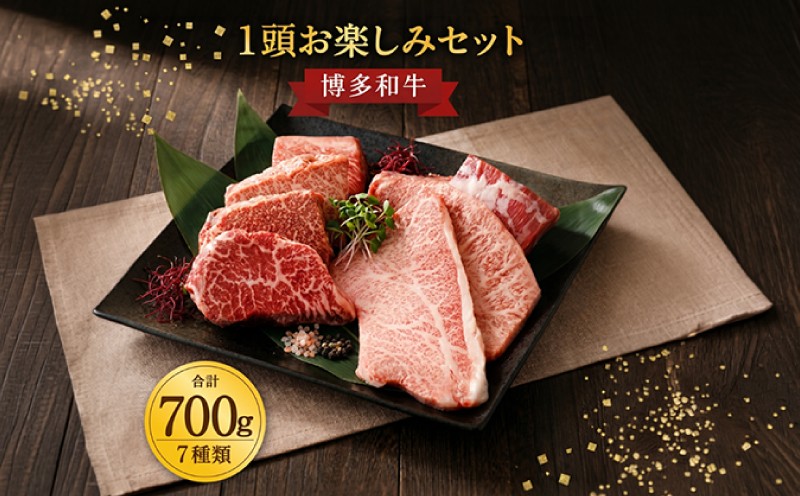 柳川産 博多和牛 1頭 お楽しみ セット 計700g 7種類×100g