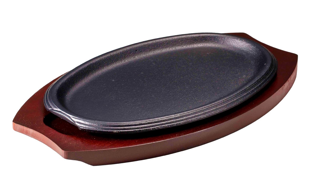 トキワ鉄器 ステーキ皿 （木台タイプ） ライン 27cm 323 くわな鋳物