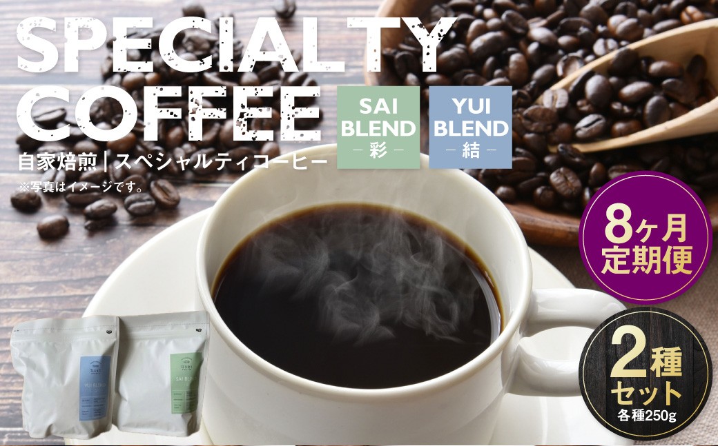 【定期便8ヶ月】自家焙煎スペシャルティコーヒー豆 250g×2種