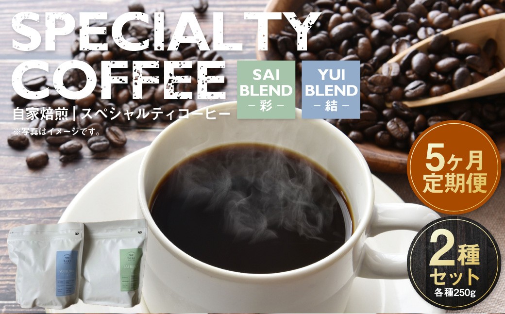 【定期便5ヶ月】自家焙煎スペシャルティコーヒー豆 250g×2種