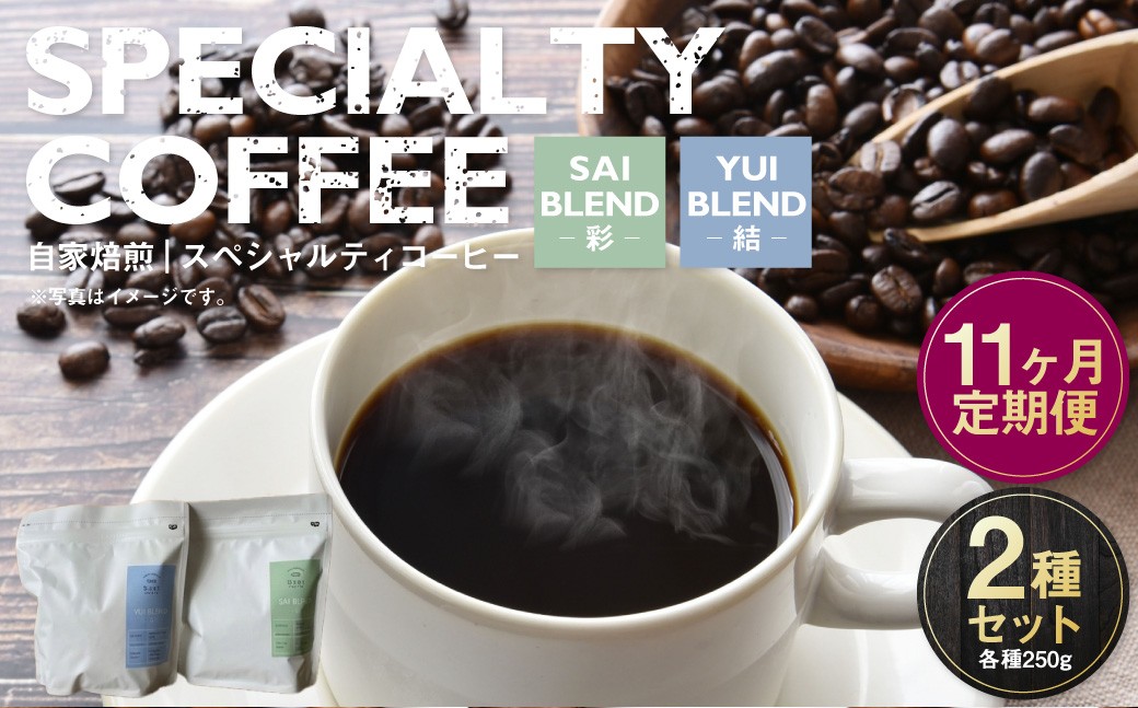 【定期便11ヶ月】自家焙煎スペシャルティコーヒー豆 250g×2種