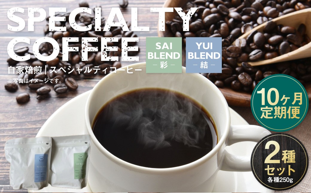 【定期便10ヶ月】自家焙煎スペシャルティコーヒー豆 250g×2種