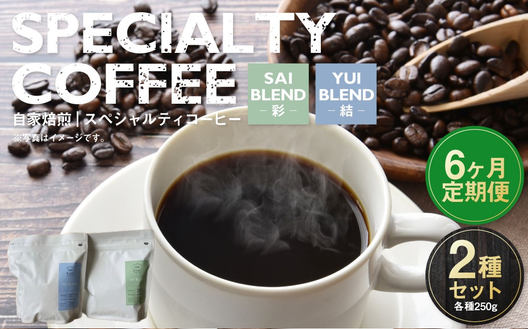 【定期便6ヶ月】自家焙煎スペシャルティコーヒー豆 250g×2種