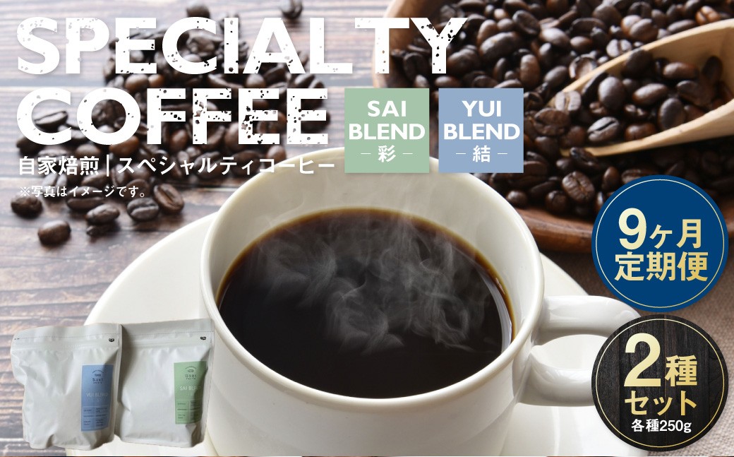 【定期便9ヶ月】自家焙煎スペシャルティコーヒー豆 250g×2種