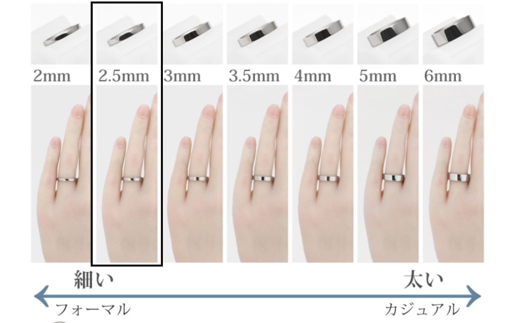 純チタン平打リング(幅2.5mm)14号