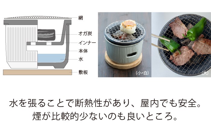 水コンロ 炭焼きコンロ 屋内 陶製 炭火 アウトドア BBQ