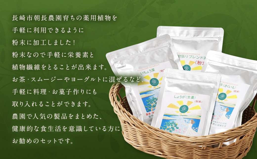 粉末 薬用植物の人気 4種セット 薬草 健康食品 ／ 調味料 ショウガ キクイモ 薬草 手軽 長崎県 長崎市