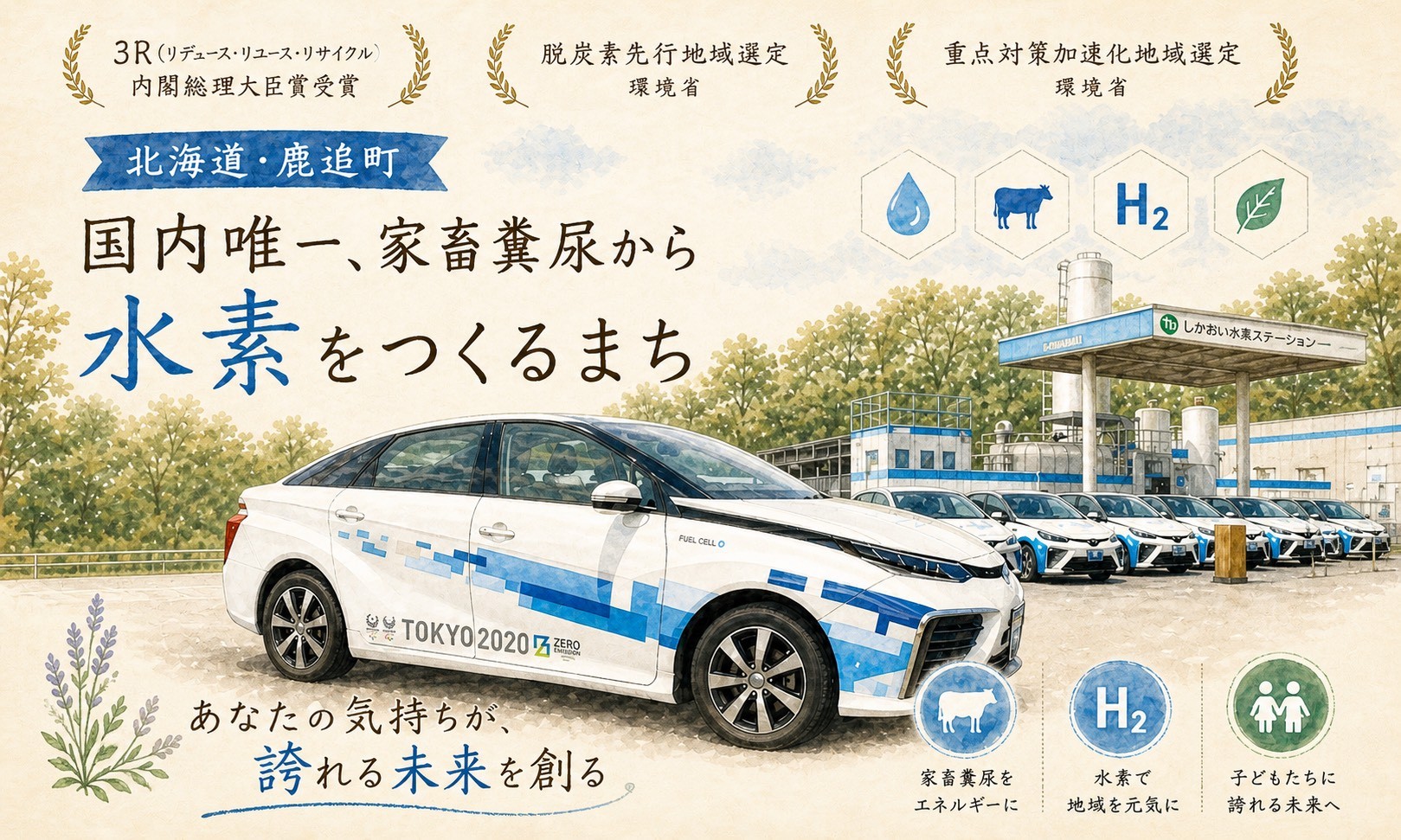ゼロカーボンシティ鹿追町として環境にやさしい町を目指してます。
