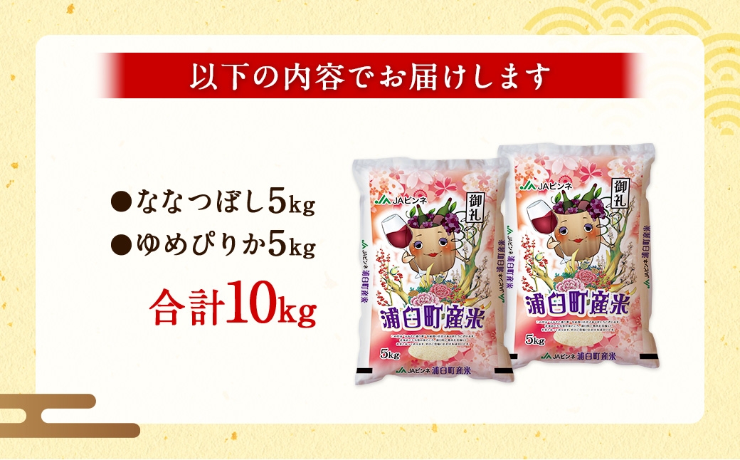 浦臼産 ななつぼし ゆめぴりか 精白米 各5kg （ 計10kg ） 食べ比べセット