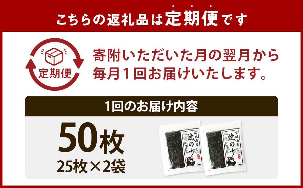 熊本有明産焼のり 50枚（25枚×2袋）（訳あり・全形）
