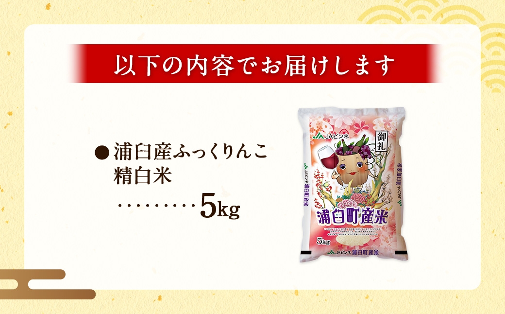 浦臼産 ふっくりんこ 精白米 5kg