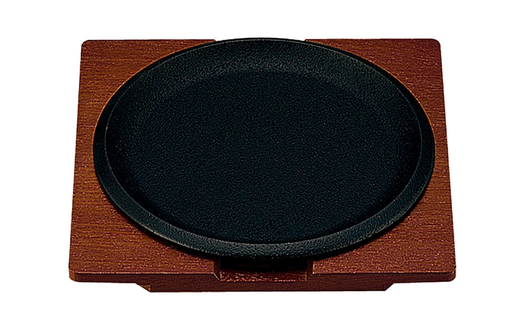 トキワ鉄器ステーキ皿木台IH対応丸判浅型20cm