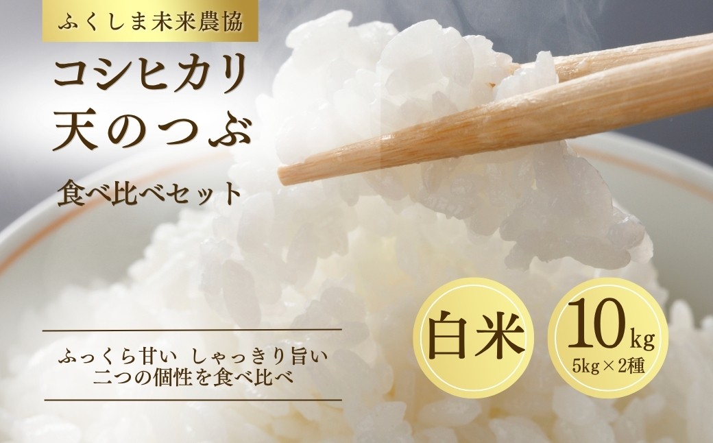 【令和7年産】南相馬市産「天のつぶ」５kg+「コシヒカリ」５kg 食べ比べセット ふくしま未来農協
