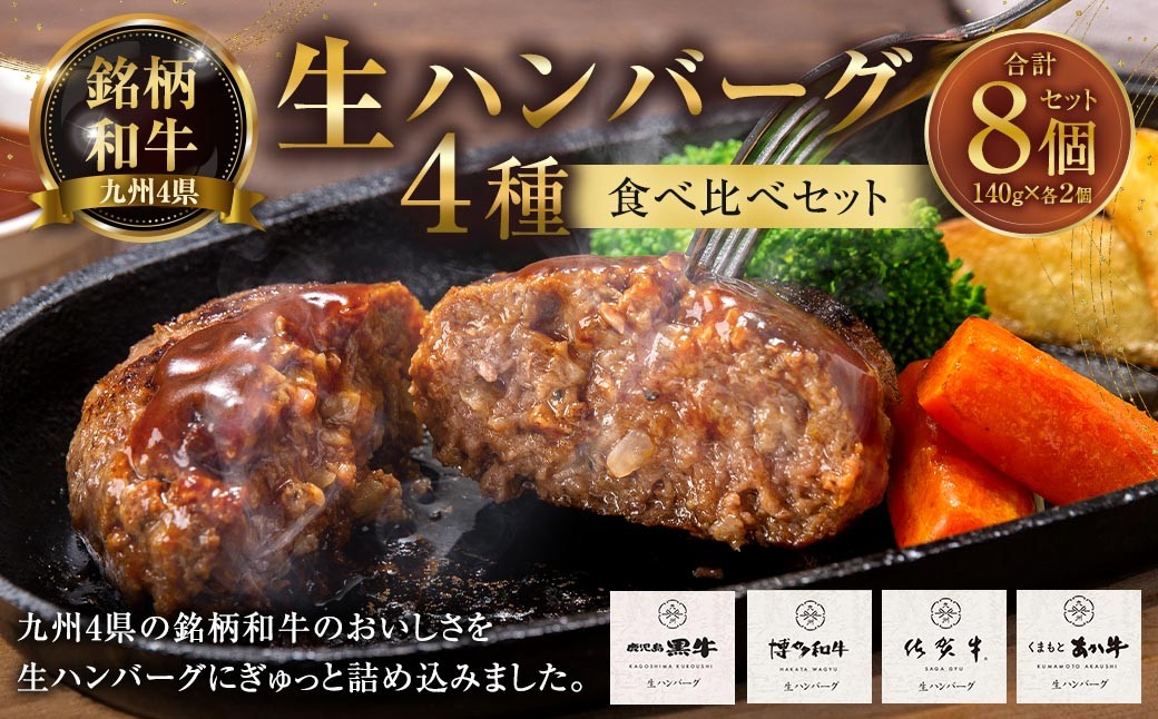 銘柄和牛の4種生ハンバーグ食べ比べセット