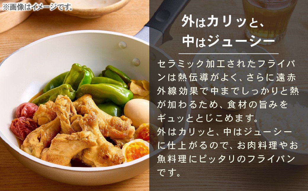 【京セラ】フッ素不使用 セラブリッド フライパン 玉子焼用 28cm ベージュ（IH/ガス火対応）