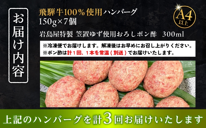 飛騨牛ハンバーグ 牛肉 和牛 国産 お肉 惣菜 おかず ゆず 柚子 柚子ぽん酢 贈答 ギフト おすすめ 人気 岐阜県 恵那市