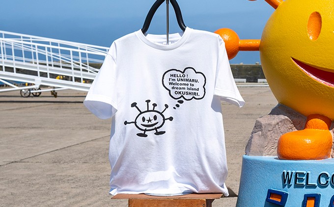 うにまるTシャツ (モノクロデザイン) 奥尻島 ゆるキャラ 選べるサイズ・カラ― ユニセックス 半袖 | 北海道 奥尻町
