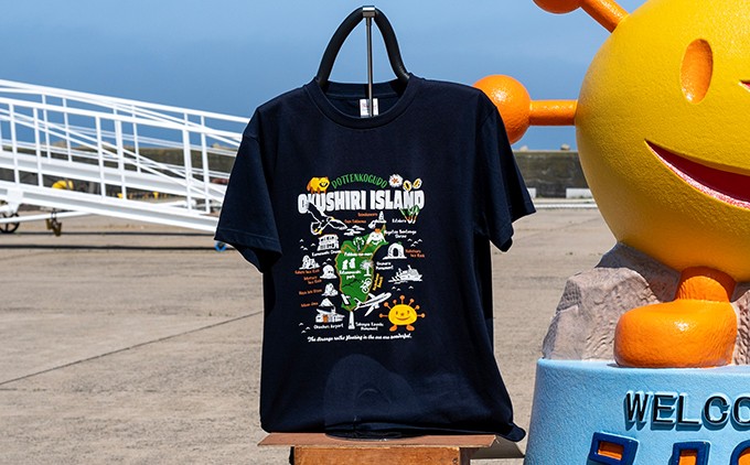 うにまるTシャツ (奥尻MAPデザイン) 奥尻島 ゆるキャラ 選べるサイズ・カラ― ユニセックス 半袖 | 北海道 奥尻町