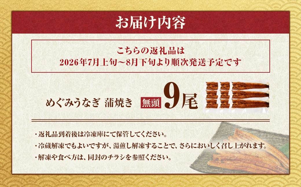 めぐみうなぎ蒲焼き9尾