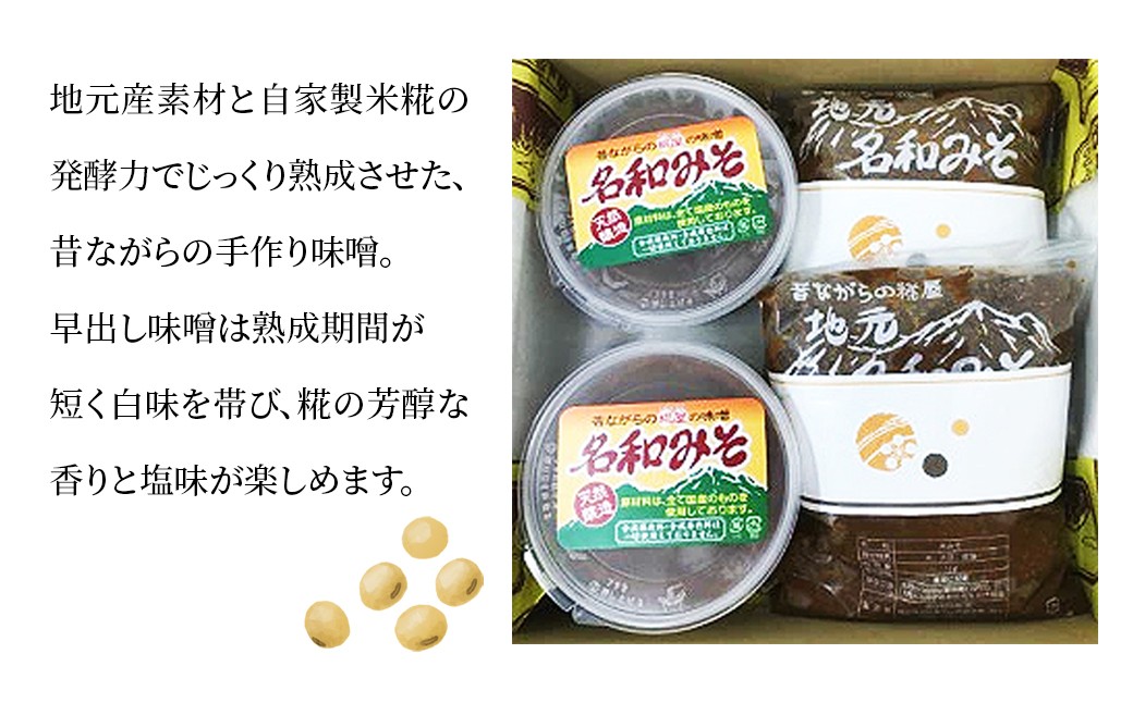 麴屋さんが手作りした早出し味噌詰め合わせ（2.9kg）