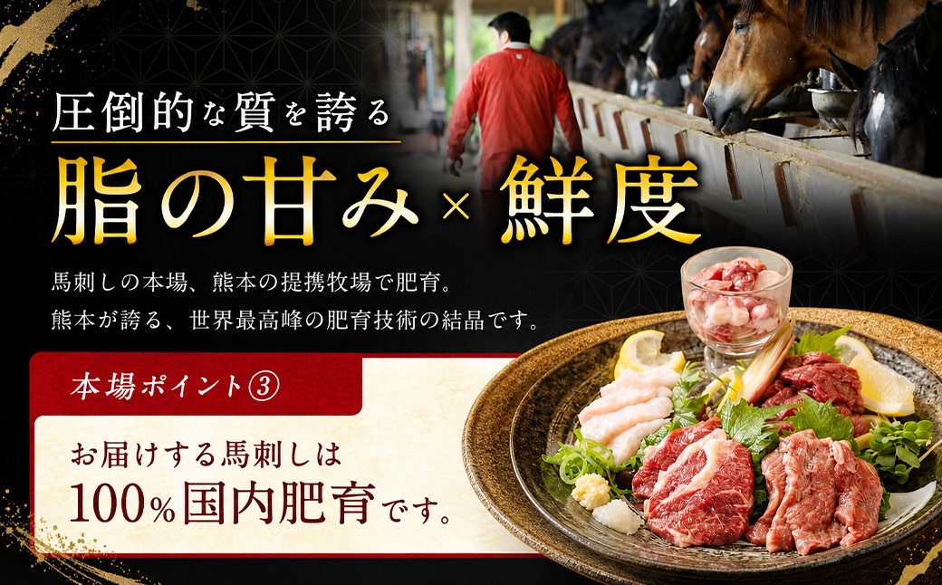 本場熊本馬刺し4種盛り約200g