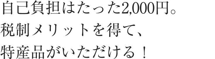 自己負担はたった2,000円。税制メリットを得て、特産品がいただける