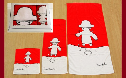 宮城まりこさんが作った「ねむの木学園」子供達の絵のタオル