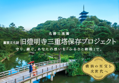 三溪園のシンボル、重要文化財「旧燈明寺三重塔」を次世代に継承したい！