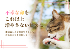 不幸な命をこれ以上増やさないために　－地域猫と人が共に生きるまちへ。殺処分ゼロを目指してー