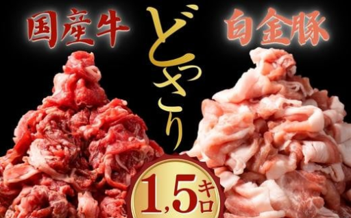 国産牛＆白金豚切り落としセット1.5kg